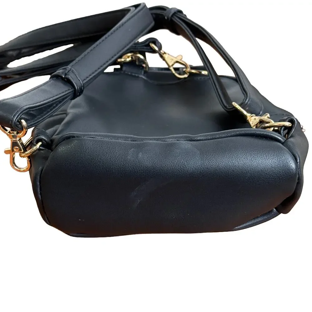 Anna Sui Black Star‎ Stud Mini Backpack Goth Y2K Compact Zip Bag Chic Women